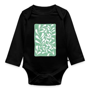 Eukalyptusblätter - Baby Bio-Langarm-Body - Schwarz - Vorne