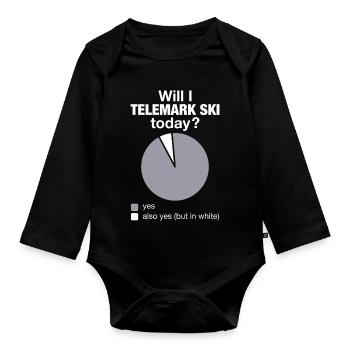 Telemark Ski Funny Skiing Today Chart - Organic Longsleeve Baby Bodysuit - black - Front
