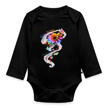Autismus-Bewusstsein-Sonnenblume - Baby Bio-Langarm-Body - Schwarz - Vorne