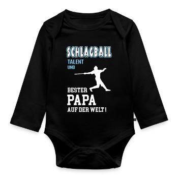 Schlagball Bester Papa Vater Vatertag Geburtstag - Baby Bio-Langarm-Body - Schwarz - Vorne