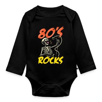 Retro Back to the 80s Vintage Design - Baby Bio-Langarm-Body - Schwarz - Vorne