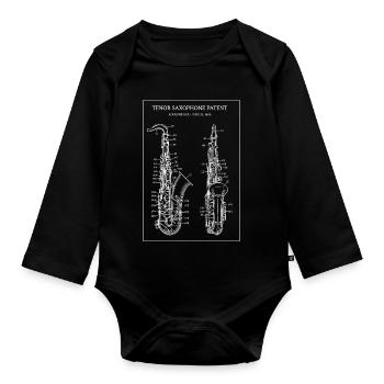 Plan de brevet pour saxophone ténor - Body Bébé bio manches longues - noir - Devant