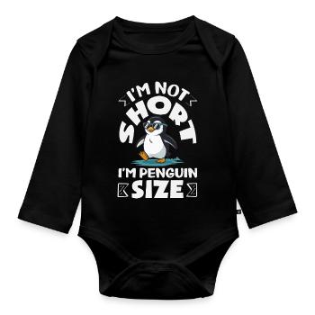 Pingouin mignon - Cadeau pour l’amoureux des manchots - Body Bébé bio manches longues - noir - Devant