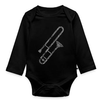 Posaunen-Wortkunst – Geschenk des Marschkapellspielers - Baby Bio-Langarm-Body - Schwarz - Vorne