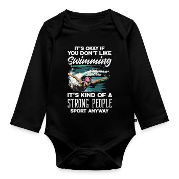 Lustige Schwimmer Sprüche & Schwimmverein Design - Baby Bio-Langarm-Body - Schwarz - Vorne