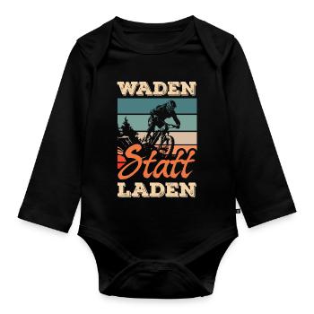 calves instead of charging mountain bike without battery mtb - Organic Longsleeve Baby Bodysuit - black - Front