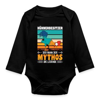 Hühnerflüsterer Huhn Hühnerhalter Hühner - Baby Bio-Langarm-Body - Schwarz - Vorne