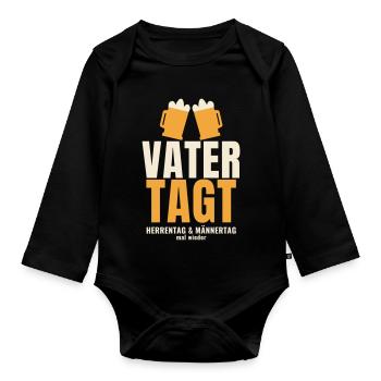 Vater Tagt Vatertag Herrentag Bier Spruch lustig - Baby Bio-Langarm-Body - Schwarz - Vorne