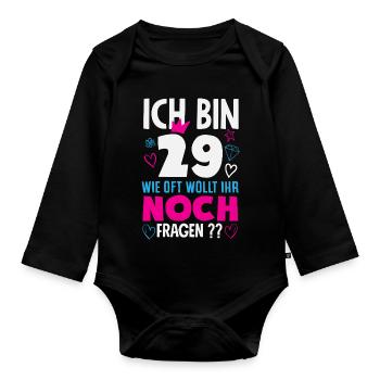 J’ai 29 ans et je me pose encore des questions - Body Bébé bio manches longues - noir - Devant