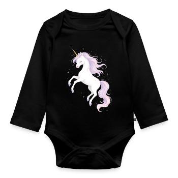 Illustration de licorne magique - Body Bébé bio manches longues - noir - Devant
