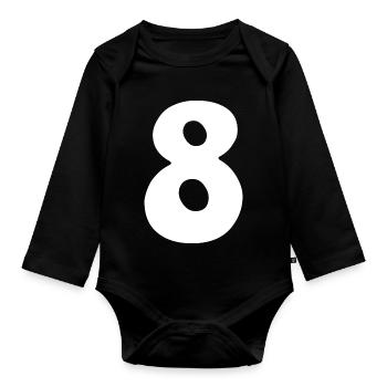 Huit : Chiffre minimaliste 8 | Huitième - Body Bébé bio manches longues - noir - Devant