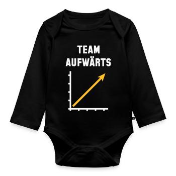 Team Aufwärts (Erfolg / Fortschritt / NEG Gold 2C) - Baby Bio-Langarm-Body - Schwarz - Vorne