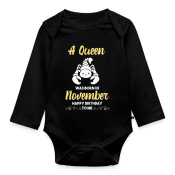 Sternzeichen Skorpion - Baby Bio-Langarm-Body - Schwarz - Vorne