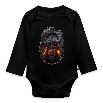 Dragon Rock – Guitare Brûlante - Body Bébé bio manches longues - noir - Devant