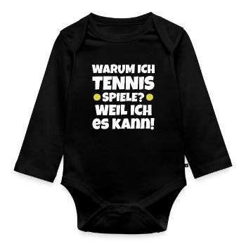 tennis en disant joueur de spieleri servir - Body Bébé bio manches longues - noir - Devant