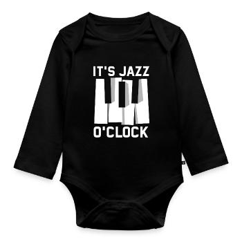 it's jazz o'clock Zeit für Jazz - Baby Bio-Langarm-Body - Schwarz - Vorne