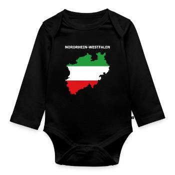 North Rhine-Westphalia flag federal state outline NRW - Organic Longsleeve Baby Bodysuit - black - Front