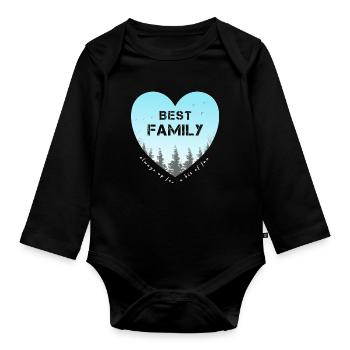 best family - Organic Longsleeve Baby Bodysuit - black - Front