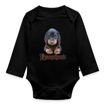 Dackel Kampfhund - Baby Bio-Langarm-Body - Schwarz - Vorne