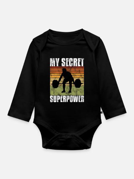 Bodybuilding is my secret superpower Bodybuilder - Baby Bio-Langarm-Body - Schwarz