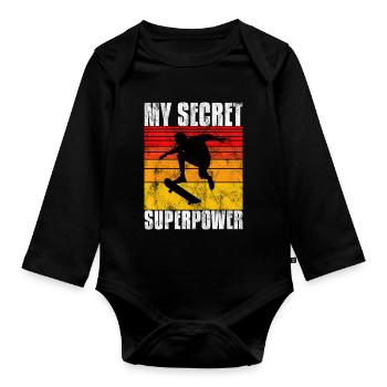 My Secret Superpower Skateboard Skateboarder Skate - Baby Bio-Langarm-Body - Schwarz - Vorne