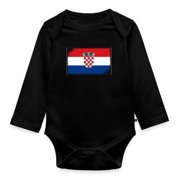 Drapeau de la Croatie Adriatique Zagreb Drapeau croate - Body Bébé bio manches longues - noir - Devant