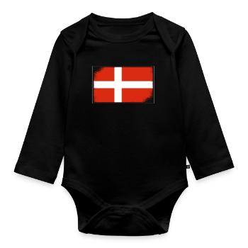 Drapeau du Danemark Scandinavie Drapeau du Danemark Voyage - Body Bébé bio manches longues - noir - Devant