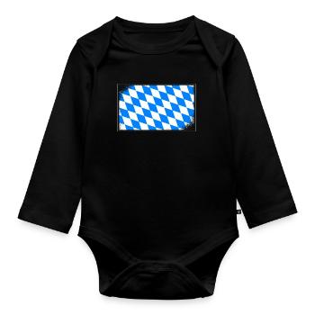 Bavaria Flag Used Look Bavarian Flag Vintage - Organic Longsleeve Baby Bodysuit - black - Front
