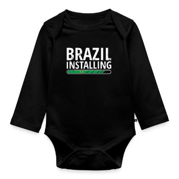 Drapeau du Brésil Drapeau brésilien Amérique du Sud - Body Bébé bio manches longues - noir - Devant