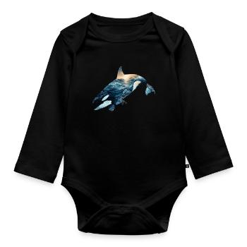 Cute Orca Design - Épaulard amusant pour les enfants, - Body Bébé bio manches longues - noir - Devant
