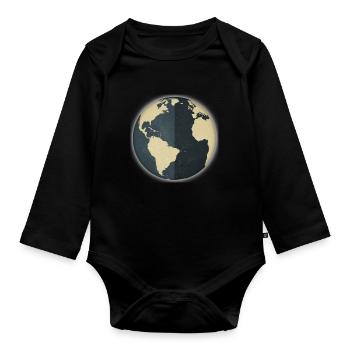 Weltkugel Erde - Baby Bio-Langarm-Body - Schwarz - Vorne