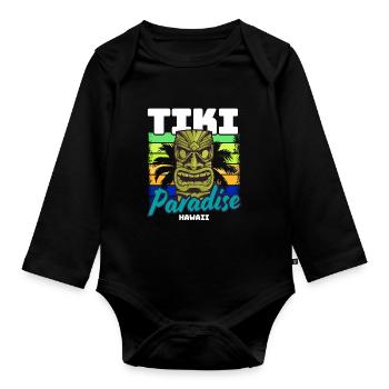 Tiki Paradise Tiki Bar Hawaii Sommer - Baby Bio-Langarm-Body - Schwarz - Vorne