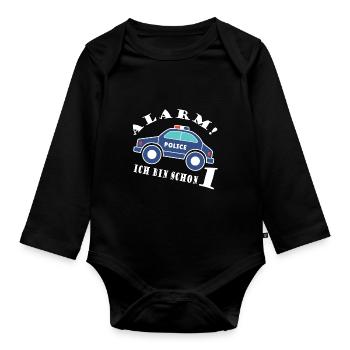 Alarm ich bin schon 1 Polizei - Baby Bio-Langarm-Body - Schwarz - Vorne