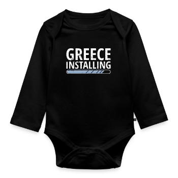 Drapeau grec Hellas Athènes drapeau grec - Body Bébé bio manches longues - noir - Devant