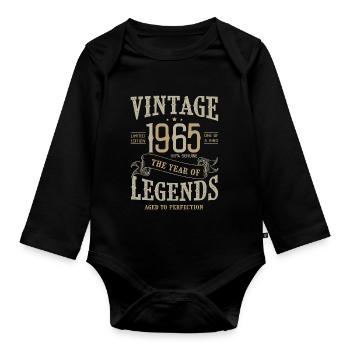 1965 anniversaire vintage born legends Né en 1965 - Body Bébé bio manches longues - noir - Devant
