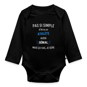 Awesome Athlete - Organic Longsleeve Baby Bodysuit - black - Front
