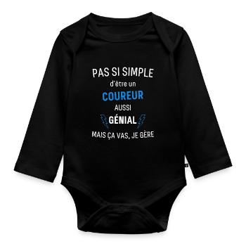 Awesome Runner - Organic Longsleeve Baby Bodysuit - black - Front