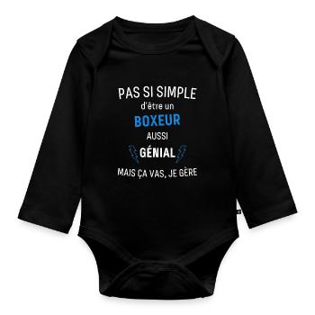 Boxeur Génial - Body Bébé bio manches longues - noir - Devant