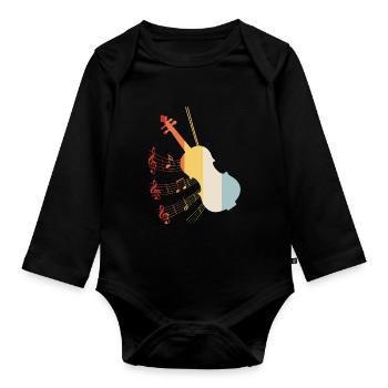 Violin violin orchestra viola violinist retro - Organic Longsleeve Baby Bodysuit - black - Front