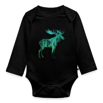 ELK SCANDINAVIA Aurores Boréales Aurores Boréales - Body Bébé bio manches longues - noir - Devant