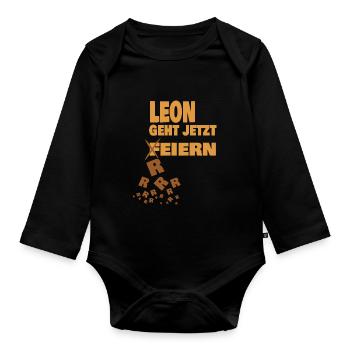 leon - Baby Bio-Langarm-Body - Schwarz - Vorne
