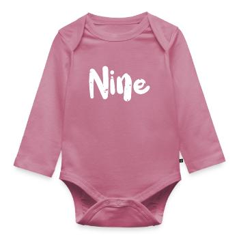 Nine - Birthday - Organic Longsleeve Baby Bodysuit - mauve - Front