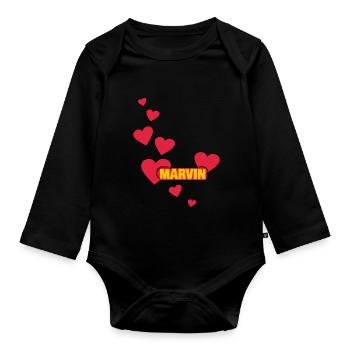 J’aime Marvin - Body Bébé bio manches longues - noir - Devant