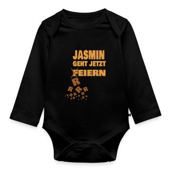 Jungesellin Jasmin - Baby Bio-Langarm-Body - Schwarz - Vorne