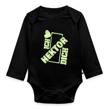 Liebespaar Liebe Couple Kuss Hektor - Baby Bio-Langarm-Body - Schwarz - Vorne
