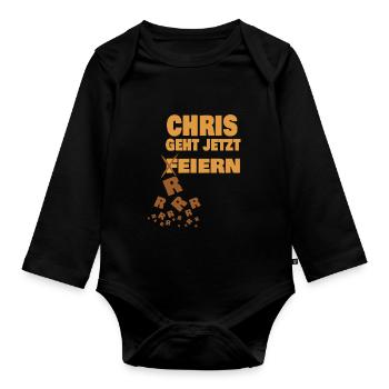 JGA für chris Feiern Jungeselle - Baby Bio-Langarm-Body - Schwarz - Vorne
