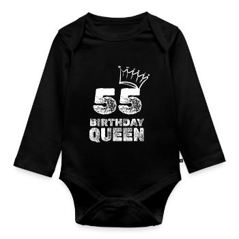 Birthday 55 - Organic Longsleeve Baby Bodysuit - black - Front