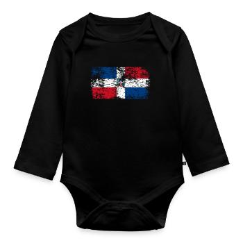Dominican Republic Flag Dom Rep Flag Travel - Organic Longsleeve Baby Bodysuit - black - Front