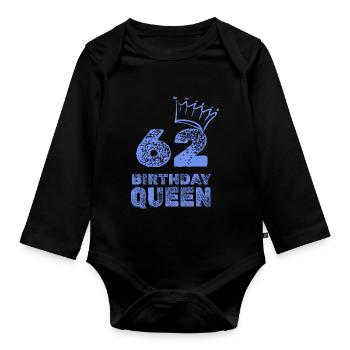 Birthday 62 - Organic Longsleeve Baby Bodysuit - black - Front