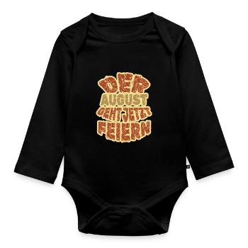 Gift for August - Organic Longsleeve Baby Bodysuit - black - Front